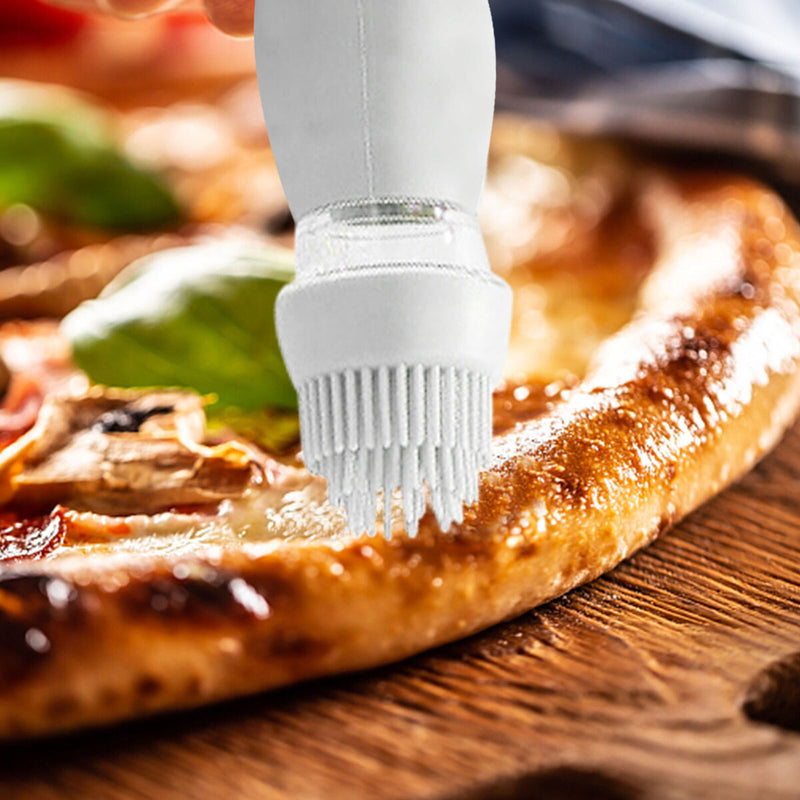 Oil Dispenser Bottle with Brush - Oil Storage and Silicone Brush (White)