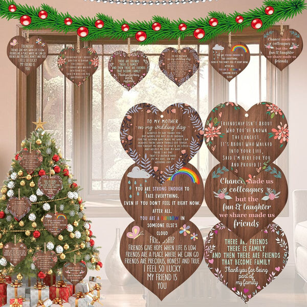 Wishes Meaningful Gift Christama Tree Pendant Inspirational Wooden Heart-shaped