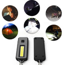 COB LED Mini Flashlight Keychain Outdoor Camping Waterproof Pockets
