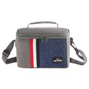 Portable Thermal Stripe Waterproof Aluminum Foil Insulated Lunch Bag (Blue)