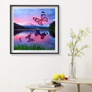 5D DIY Diamond Painting Butterfly Lake Full Round Drill Embroidery Craft Ki
