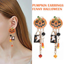 Orange Enamel Crystal Halloween Pumpkin Hanging Earrings*