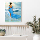 DIY Printed Seaside Girl Cross Stitch Full Embroidery Canvas Home Wall Decor