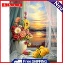 5D Full Round Drill Drawing Picture Window Scene Diamond Painting Room Ornament