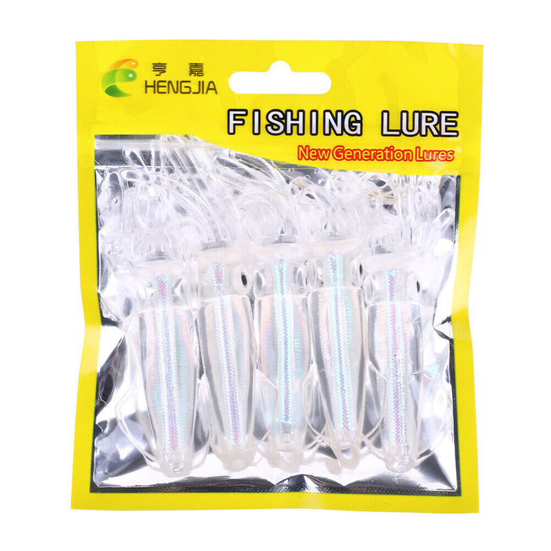 #A 5pcs Squid 10cm 8g Lures Simulation Artificial Wobbler Soft Fishing Bait Tack