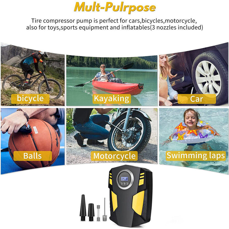 12V Portable Digital Display Car Air Inflatable Pump Bicycle Car Tyre Inflator