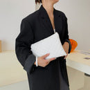 Diamond Lattice Embroidery Thread Envelope Bags Women PU Leather Clutch Handbags