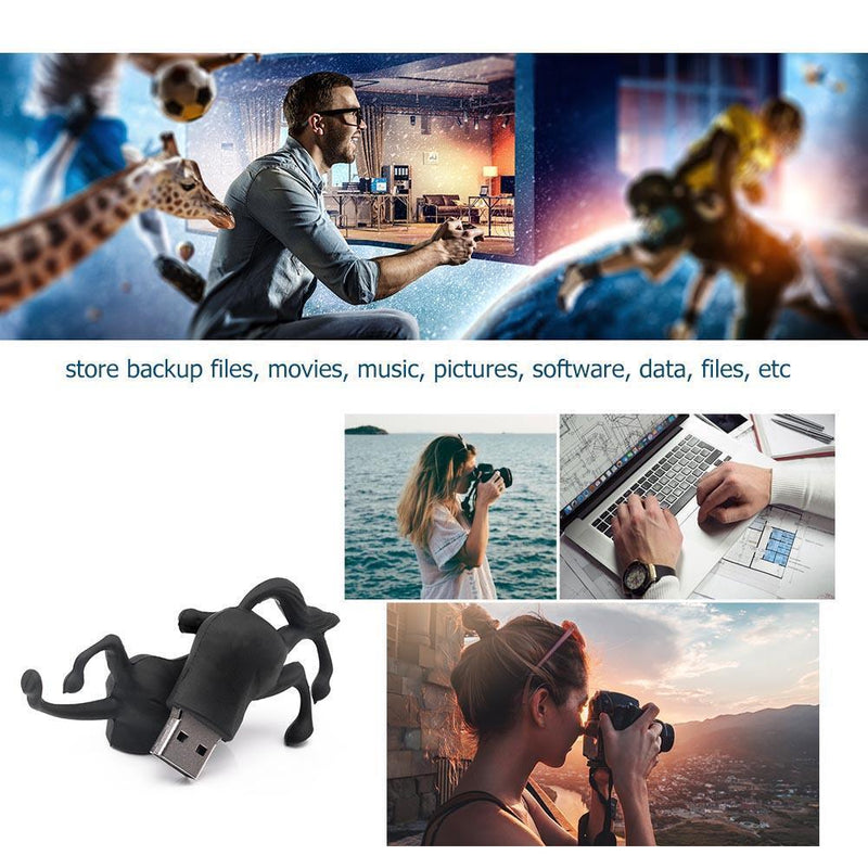 Black Horse Shape USB 2.0 Flash Drive Pendrive U Disk for PC Computer (32GB