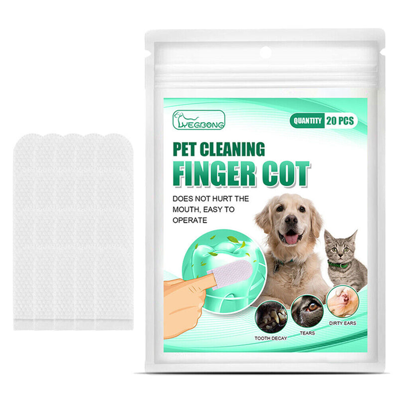 20pcs/set Finger Cover Remove Tartar Non-woven Finger Cot Oral Care Pet Suppl