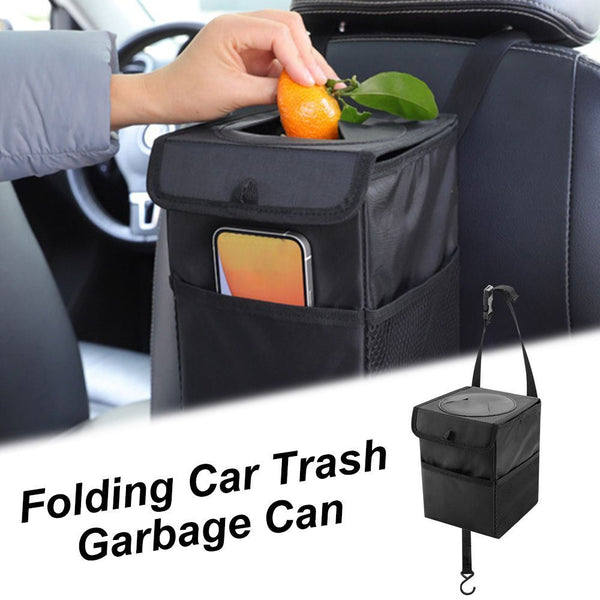 Waterproof Sundries Holder Auto Storage Bucket Car Trash Can Rubbish Bin