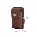 Men Canvas Mobile Phone Bags Double-layer Zipper Fanny Pack (Dark Coffee)
