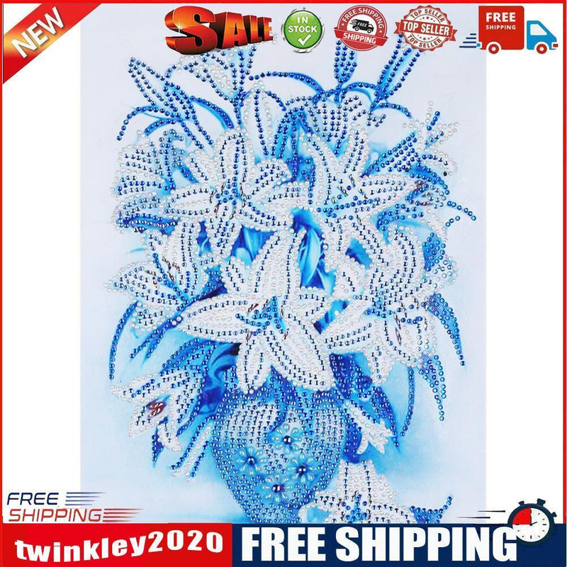 5D DIY Special Shaped Diamond Painting Blue Flowers Cross Stitch Embroidery