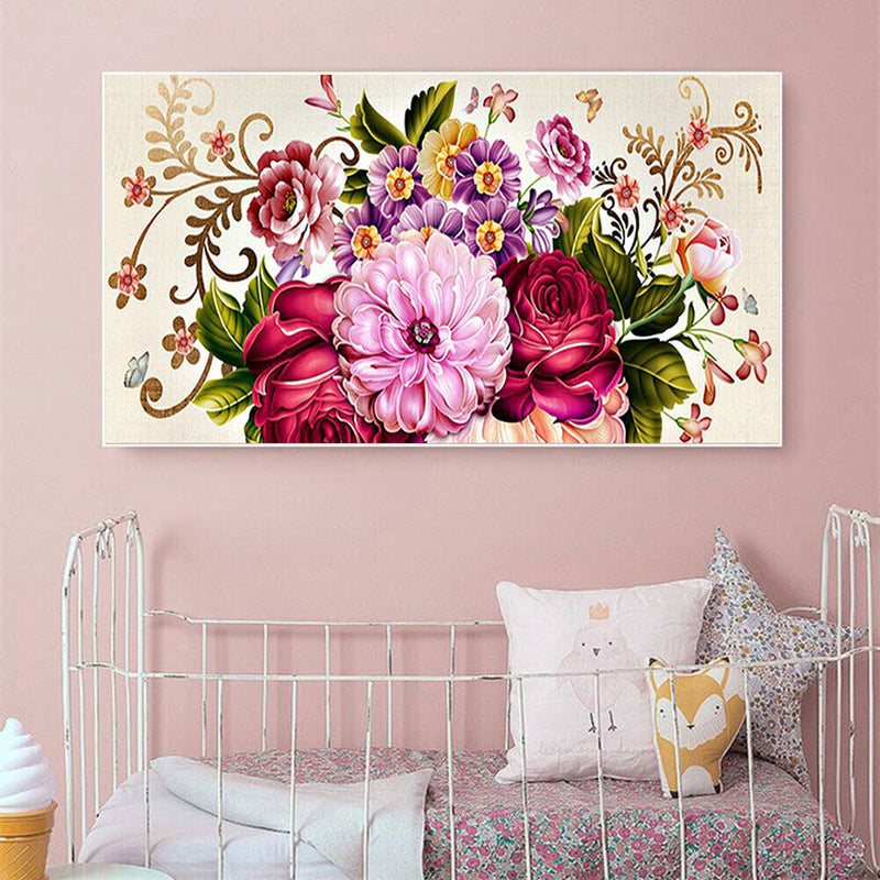 Peony Full Cross Stitch 11CT Cotton Thread Printed Embroidery Kits Hanging Decor