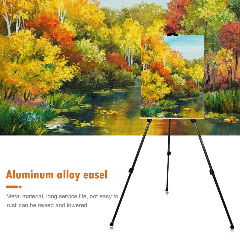 63 inch Artist Easel Adjustable Aluminum Alloy Easel with Carry Bag (Black)