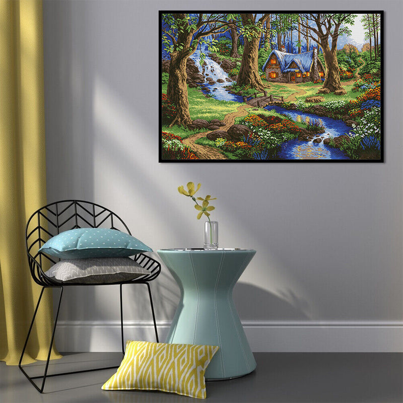 Full Cross Stitch 11CT DIY Forest House Printed Embroidery Craft Home Decorat