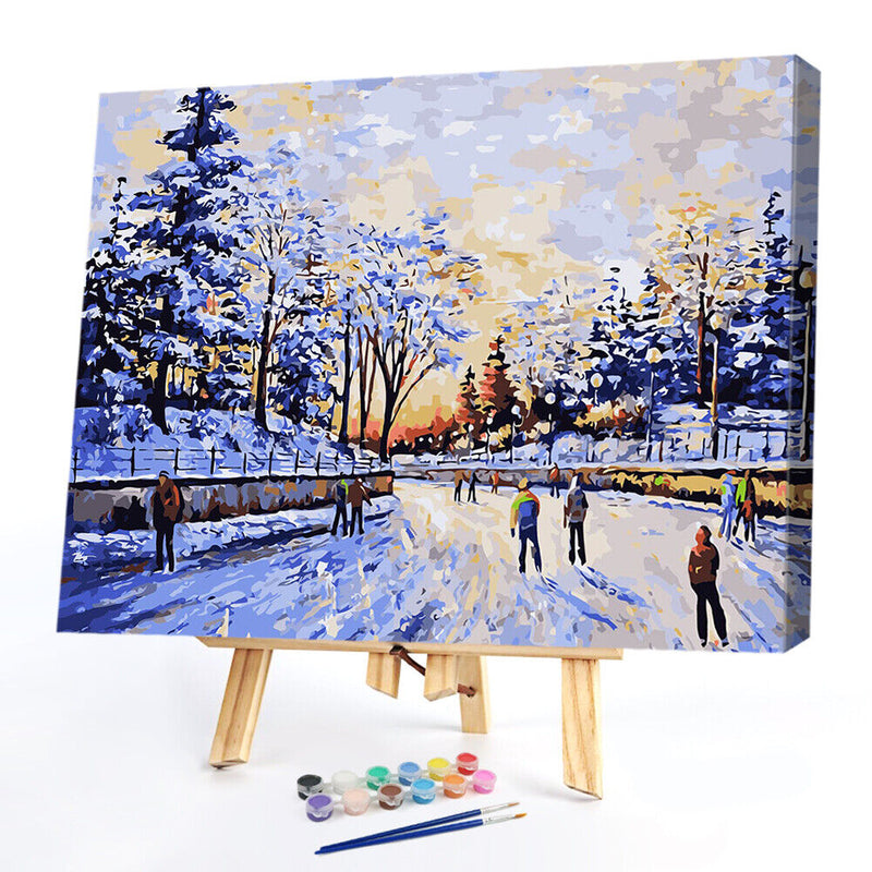 Ski Digital Canvas Handmade Acrylic Color Drawing Kit DIY Hand Painted Artwork