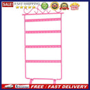 Earrings Necklace Ear Studs Jewelry Display Rack Metal Stand Holder(Pink)