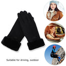 Fashion Women Cute Suede Gloves Autumn Winter Thickened Warm Full Finger Center