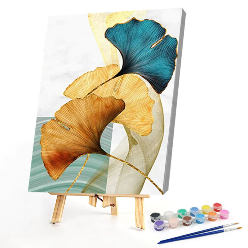 Frameless Painting By Numbers Gingko Leaves DIY Handmade Drawing On Canvas Cr