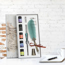Gradient Color Quill Calligraphy Ink Pen Starry Sky Fountain Dip Pen Feather Set