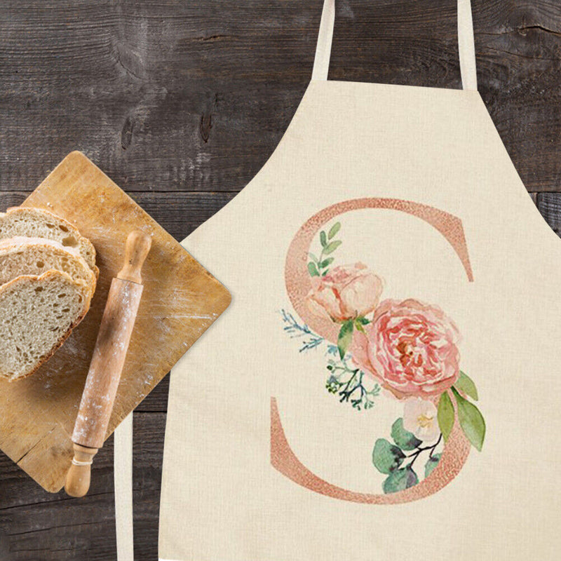 Letters Printed Kitchen Aprons Waterproof Linen Oil-proof Apron (68x55cm)