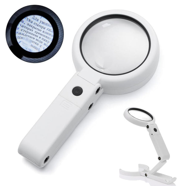 with LED Light and Stand Handheld Foldable Magnifier Foldable Magnify Glass