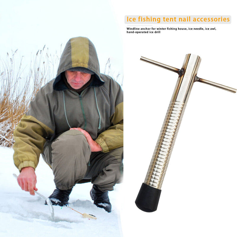Ice Fishing Auger Drill Tent Pegs Fixed Winter Fishing Rod Holder Drill (1)