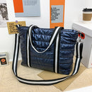 Women Nylon Padded Quilted Handbag Winter Warm Tote Bag Large Capacity Handbag