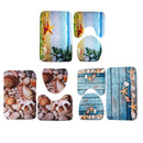 3pcs Ocean Underwater World Anti Slip Toilet Pattern Carpet Bathroom Mat(A)