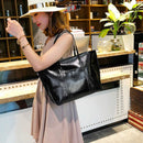 4pcs/set Women Shoulder Bags Tote Oil PU Leather Messenger Handbags (Black)