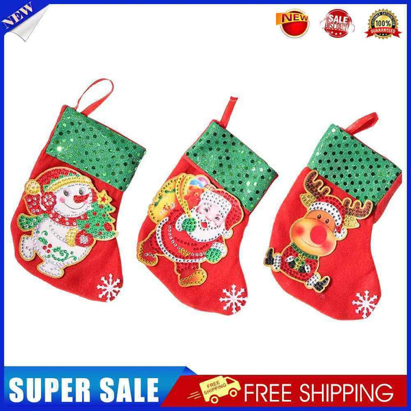 3pcs Christmas Stockings Hanging Pendants DIY Diamond Painting Kit (WZ002)