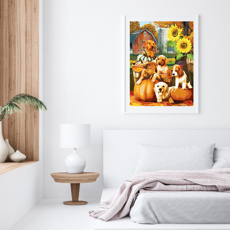 Yard Dog Pumpkin Partial Oil Paint By Numbers DIY Handpainted on Canvas Art
