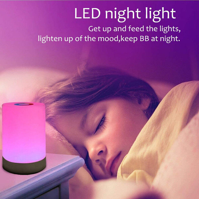 Kids Bedside Table Lamp Dimmable RGB Touch Color Change LED Night Light