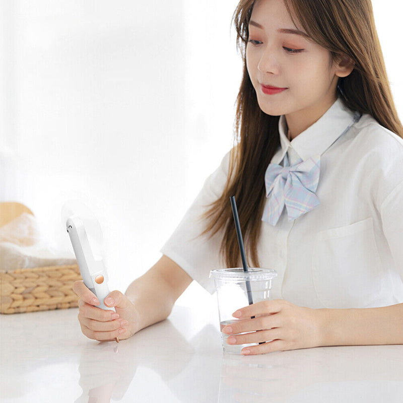 Mini Personal Cooling Handheld Fan Portable Foldable Rechargeable (White)
