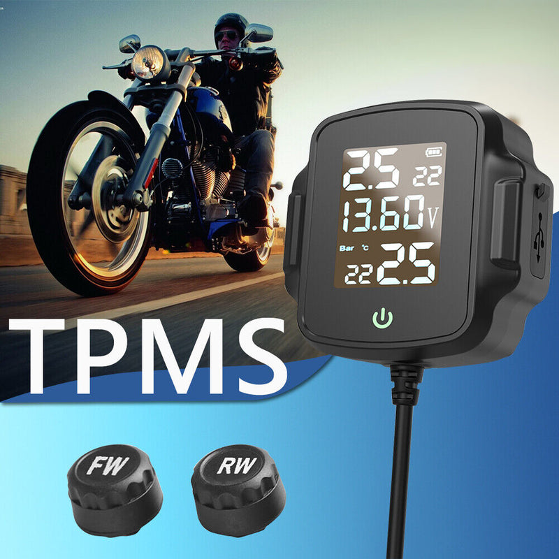 Motorcycle TPMS Tire Pressure Monitoring System with QC 3.0 USB Charger Newly