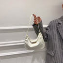 Women Retro Solid Color Messenger Bags Zipper All-match Phone Crescent Bags