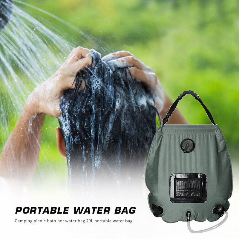 20L Solar Heated Shower Bath Bag Outdoor Camping Hiking Travel PVC Water Bag