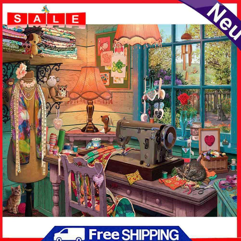 Art Oil Painting By Numbers Sewing Machine Handmade Digital Picture Home Decor