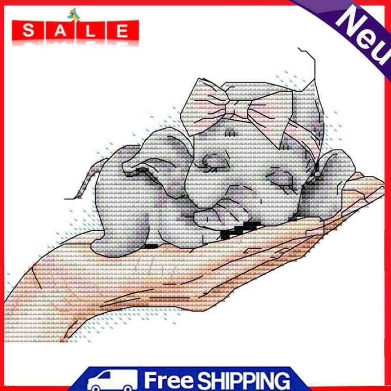 Partial Cross Stitch Art Paint 14CT Stamped Elephant Embroidery Wall Ornament