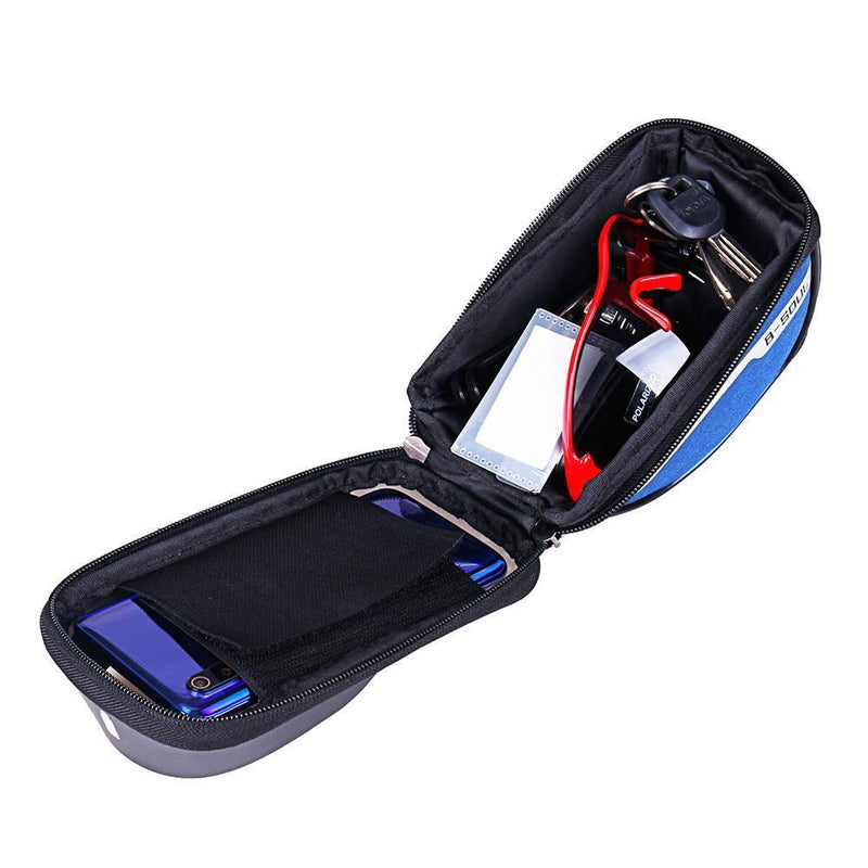Bike Front Frame Touch Screen Waterproof Phone Bag Top Tube Pannier (Blue) Newly