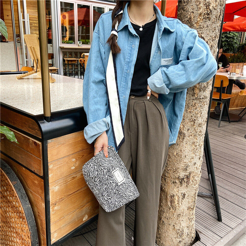 Women Fashion Animal Pattern Printing Canvas Day Clutch Small Makeup Storage