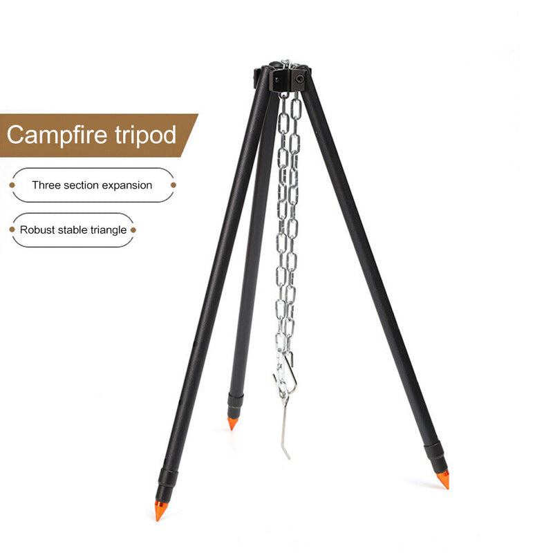 Outdoor Large Bonfire Tripod Portable Campfire Cooking Pot Hanging Chain