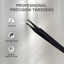Stainless Steel Tweezers Precision Curved Pointed Tip for Eyelash (Black)
