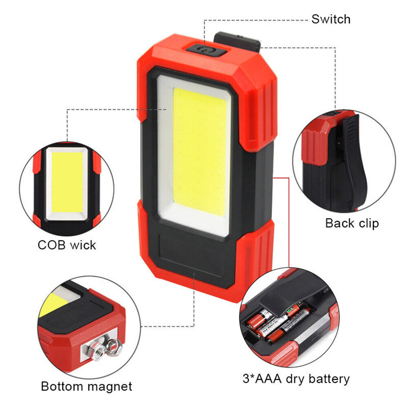 Outdoor COB Work Light Portable Flashlight Waterproof for Camping Night Fishi