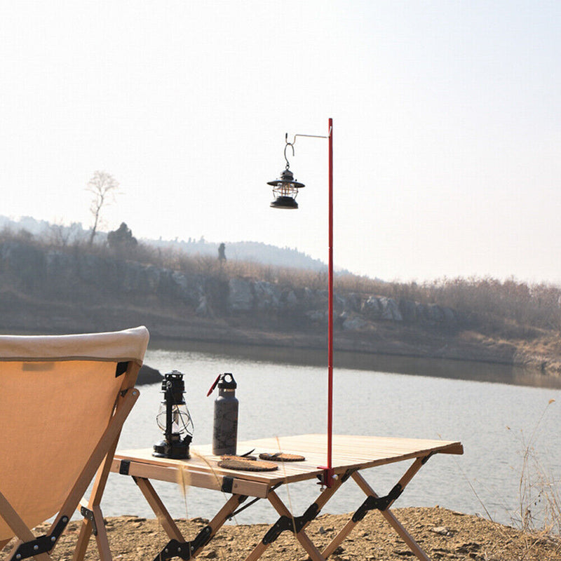 Portable Double-Hook Camping Lamp Lantern Pole Detachable Light Hanging Holder