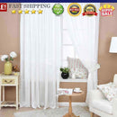 Solid Color Window Curtain Flower Pattern Sheer Voile Tulle Valance White