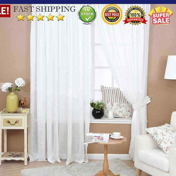 Solid Color Window Curtain Flower Pattern Sheer Voile Tulle Valance White