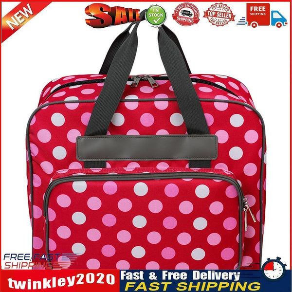 Sewing Machine Handbag Crochet Kits Print Travel Carrying Case (Red) Newly