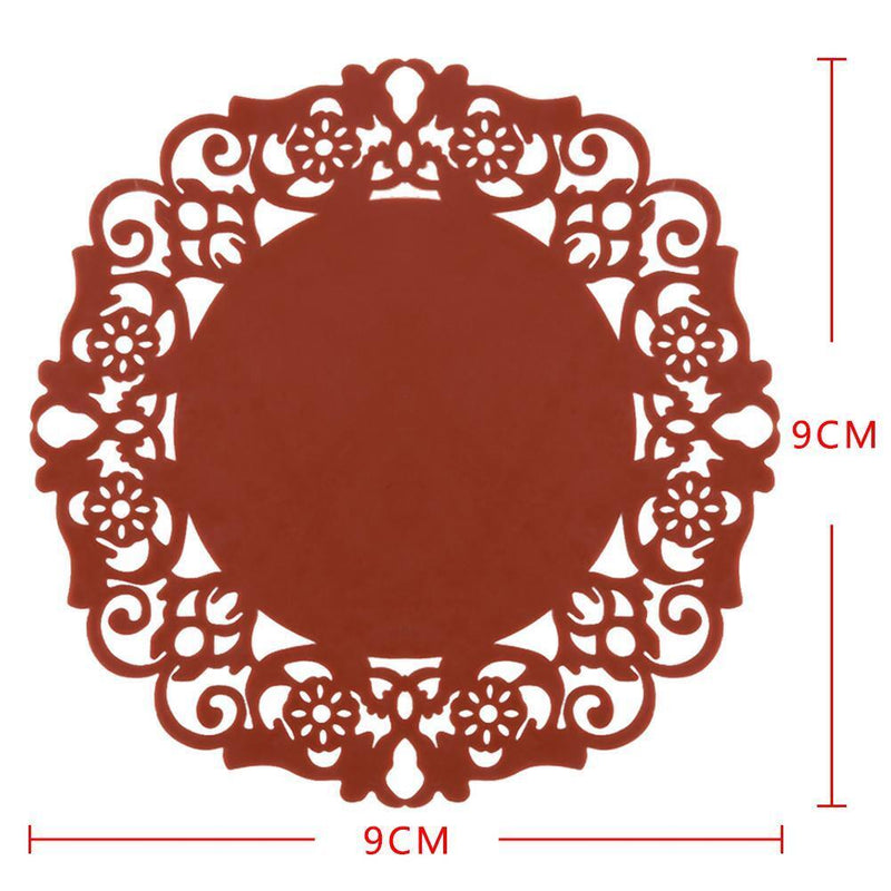 Hollow Flower Silicone Pad Coaster Anti Skid Heat Insulation Cup Mat(Coffee