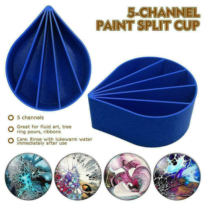 Acrylic Split Pouring Cups 5 Channels Polylactice pour Cup Paint Drawings Q3G4